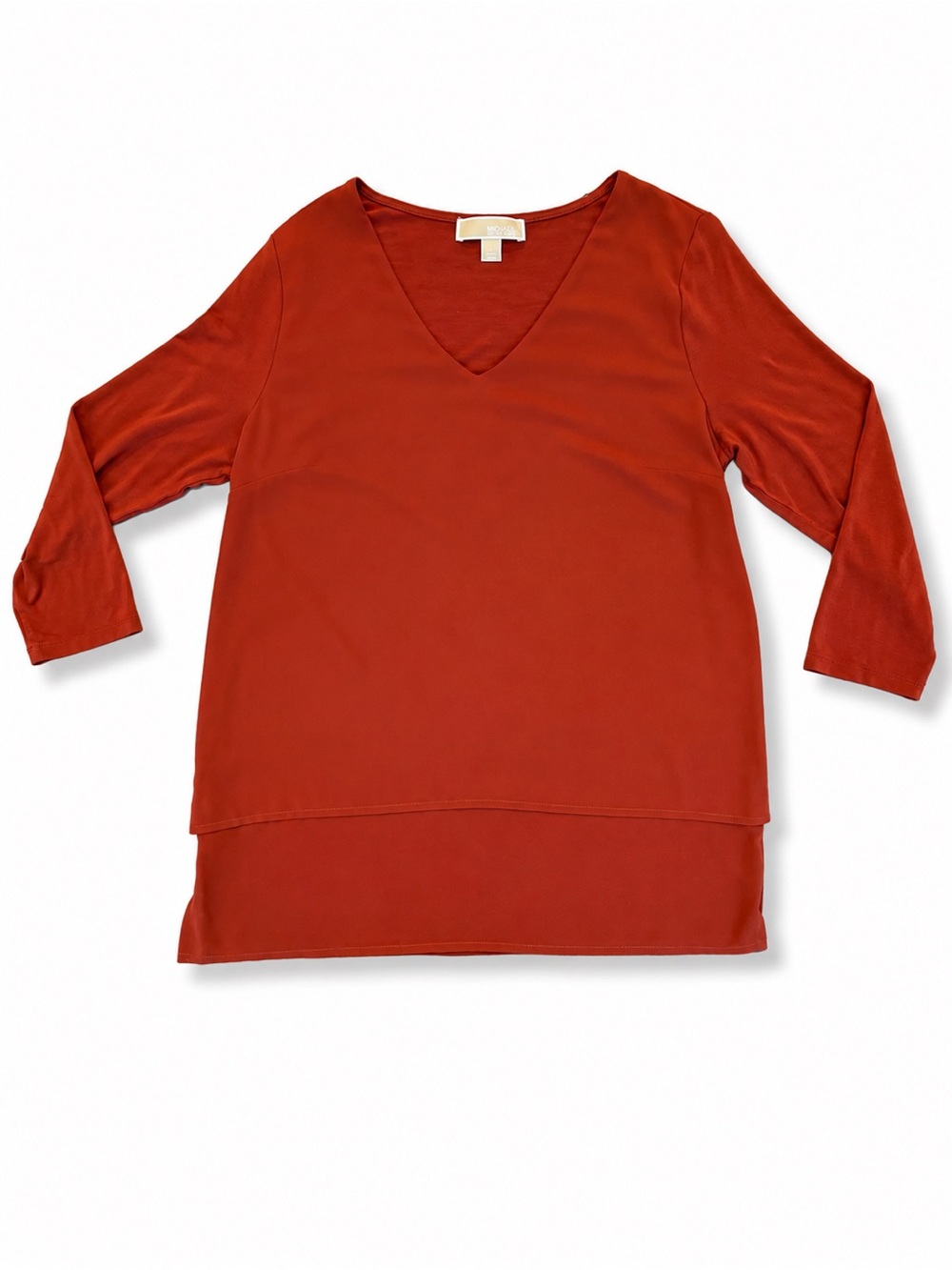 Michael Kors Womens Layered V-Neck Tunic in Rust